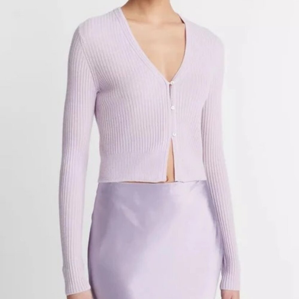 Vince Shrunken Button Cardi Sweet Pea